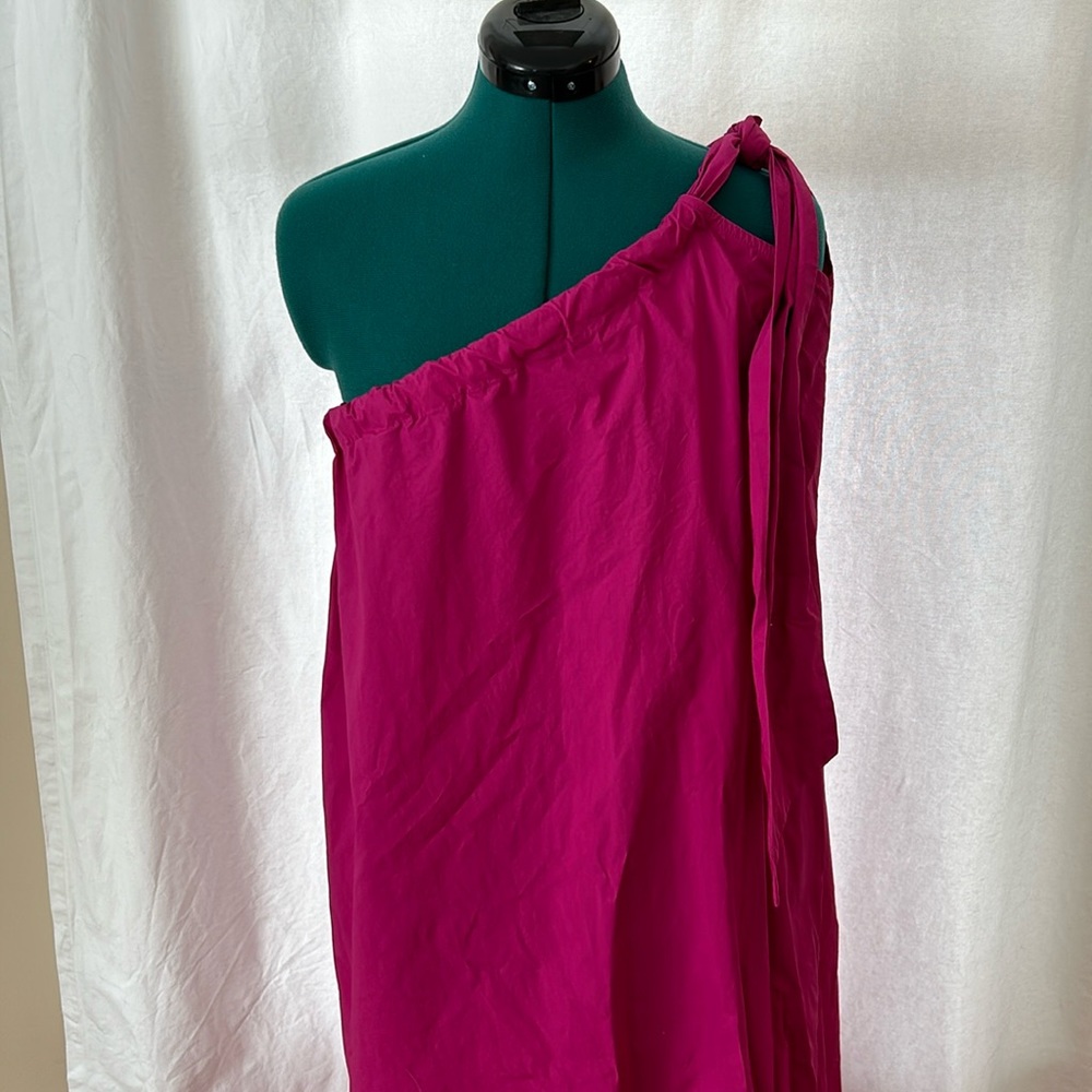Mango cotton one shoulder maxi dress